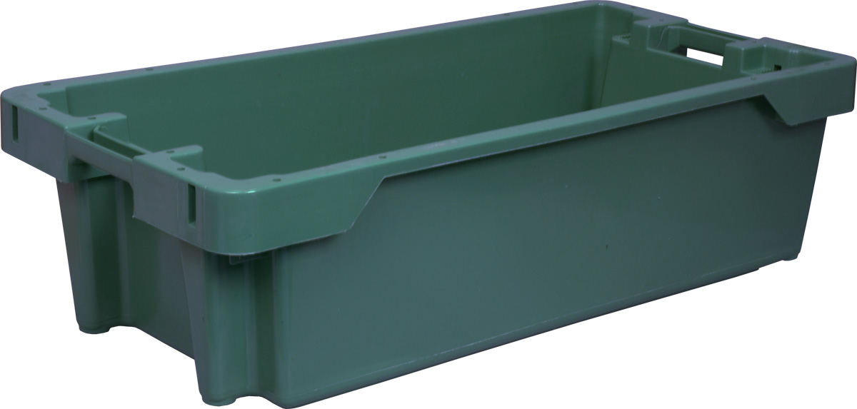 Ящик п/э рыбный 800х400х225 сплошной зеленый,