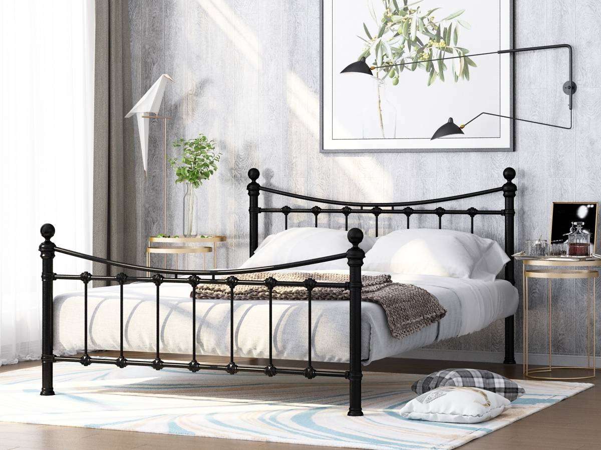 Фото двуспальная металлическая кровать — эльда лофт