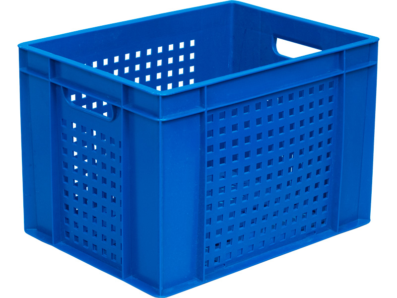 Ящик пищевой 303-2 пластиковый 400х300х270 мм Фин-Пак перфорированный синий